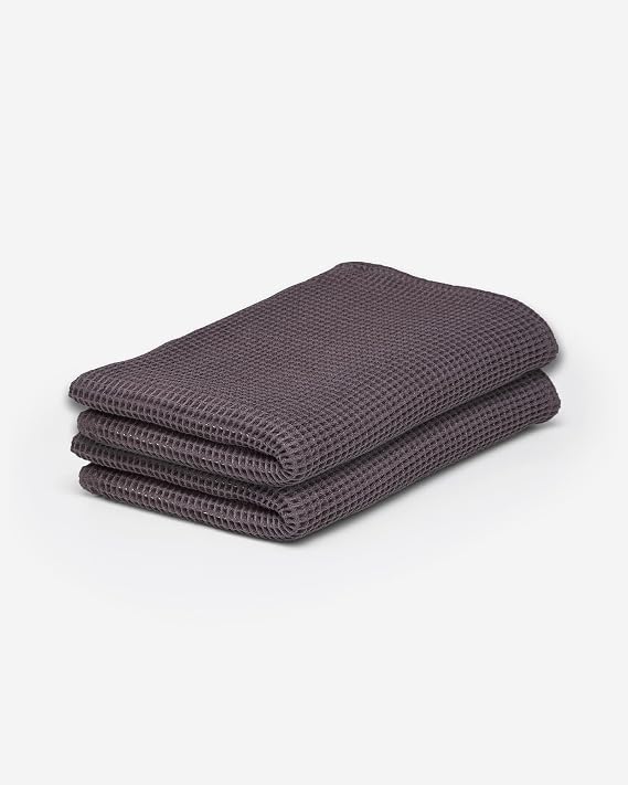 ettitude 100% Lyocell from Organic Bamboo Waffle Bath Towel Set of 2, Slate (Grey), Soft, Absorbent, Quick-Drying, Sustainable Towels