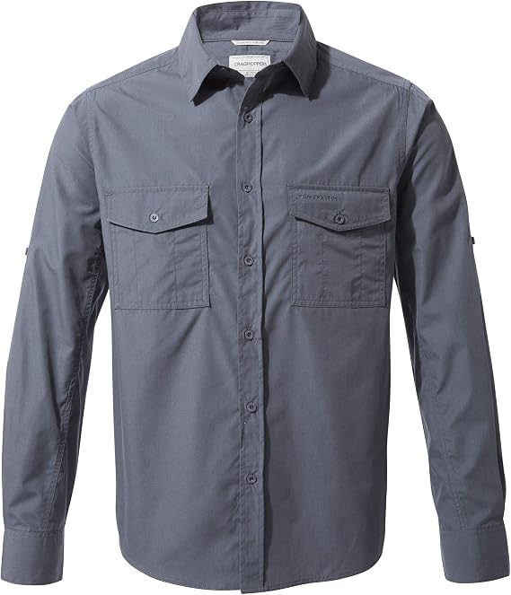 Craghopper Men's Kiwi Long Sleeved Shirt with Zip Up Pocket, Sun and Insect Protection Fabric, for Outdoors, Walking, Hiking and Camping