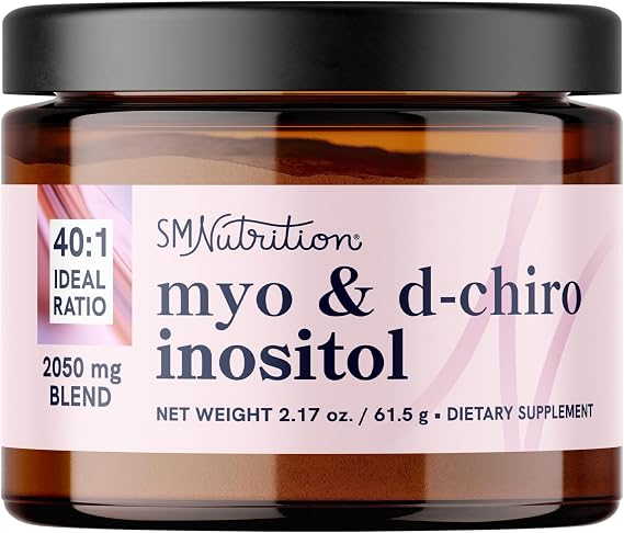Myo-Inositol & D-Chiro Inositol Powder, Hormone Balance for Women, 2.17 oz | Ideal 40:1 Ratio, Myo 2000mg, D Chiro 50mg, Regulate Menstrual Cycle and Support Ovarian Health, Gluten-Free, 30 Servings