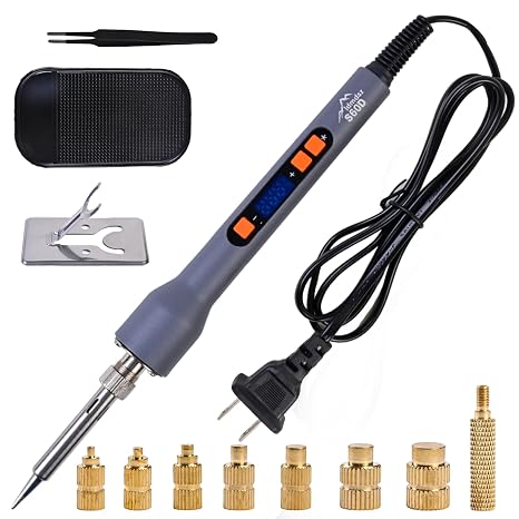 60W Digital Soldering Iron Heat Set Insert Tool Kit, Adjustable Temp 180-500C LCD Display, Extra Heat-Set Insert Tips, Threaded Inserts for Plastic & 3D Printing, Brass Inserts Hardware Set