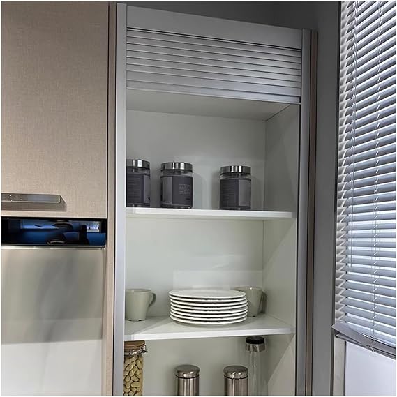 Kitchen Cabinet Garage Door Roll Up, 45 55 65 75 85 cm Wide Customizable Aluminum Storage Cabinets Sliding Doors System with Track(24x36 (61x91.4cm))