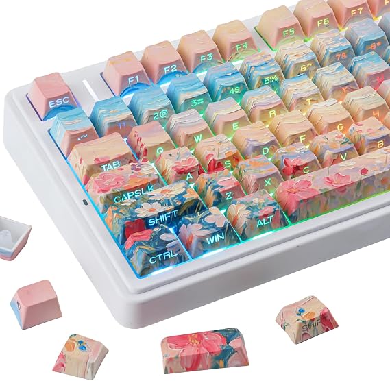 Sunzit PBT Keycaps-Flower Ocean, Side Printed Keycap