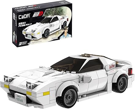 CaDA Initial D Mazda RX7-FC Toy Car Building Sets, Collectible Model Car Toy Building Blocks, Cool Simulation Cockpit Speed Racing Car for Fans and Kids