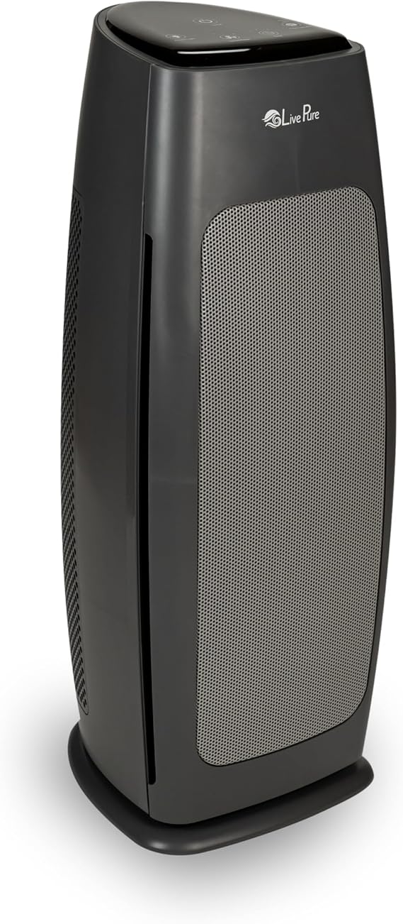 LivePure LP270TH Sierra Series True HEPA Tall Tower Air Purifier, Air Purifiers for Home, Odors, Allergens, Smoke, Dust, VOC's. HEPA Air Purifiers for Bedroom and Small Room. Graphite