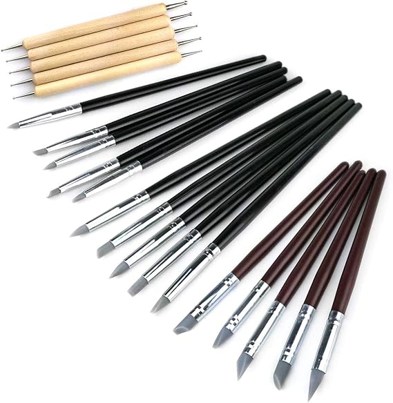 20Pcs Silicone Clay Sculpting Tool Clay Shaping Modeling Wipe Out Tools, Modeling Dotting Tool Pottery Sculpture Carving Tools