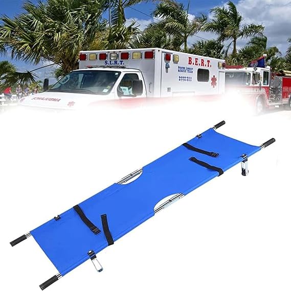 Portable Stretcher, Waterproof Foldable Steel Emergency Rescue Stretcher for Hospital,Clinic, Home,Sports Venues,Ambulance (A)