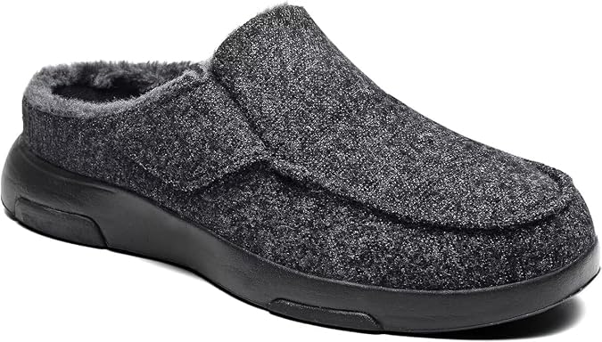 OrthoComfoot Mens Orthopedic Slippers Shoes with Arch Support: Plantar Fasciitis House Slip On Loafers, Comfortable Moccasin Mule Clogs for Indoor Outdoor
