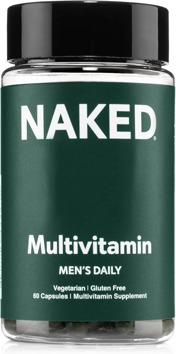 NAKED Mens Multi Daily Multivitamin for Men A, C, E, Selenium, Zinc, Fruit and Super Green Extracts and More to Boost Immune Support Gluten-Free and Vegetarian Daily Vitamins 60 Capsules