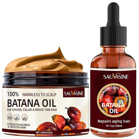 Batana Oil and Conditioner for Hair Growth, (4 oz+1 fl oz) Organico Aceite de Batana para la Caida del Cabello, 100 Percent Pure Organic Batana Oil with Vitamin A, E, Rosemary, Argan Oil
