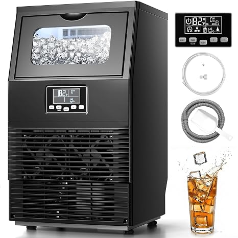 Kismile Commercial Ice Maker, 66lbs/Day Ice Cube Maker, 24H Timer