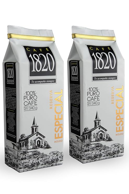Cafe 1820 Special Reserve, Premium Costa Rican Ground Coffee, 100% Arabica, Medium/Dark Roast, High Altitude Blend with Aroma & Fruity Notes, 12 oz (2 Pack)