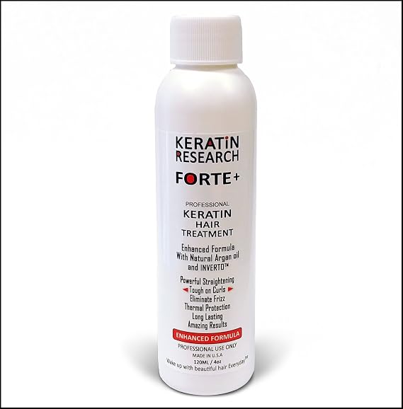 Keratina Forte Brasilera por 120ml, with Moroccan Argan oil Tratamiento Que Alisa El Cabello Ahora con Una Fuerza Extra, Formula Mejorada Que Repara El Cabello, por Keratin Research