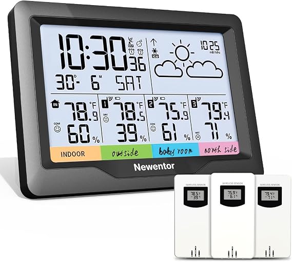 Newentor Weather Station with 3-Sensor, Indoor Outdoor Thermometer Wireless