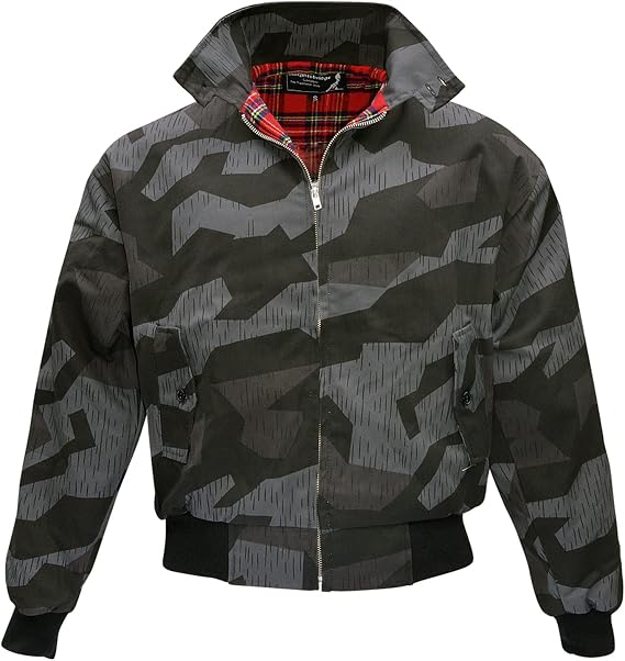 Spirit of England Mens Classic Harrington Style Jacket Knightsbridge Splinter Camouflage Tartan Lined