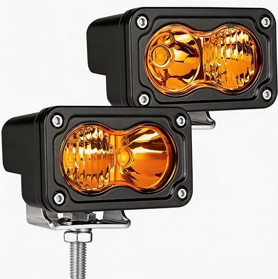 YCHOW-TECH 3 Inch Amber LED Pods Off Road Driving Ditch Lights | 2PCS 40W Combo Beam LED Light Pods Baja Light Amber Fog Light Amber Pod Lights for Trucks Motorcycle UTV Dirt Bike