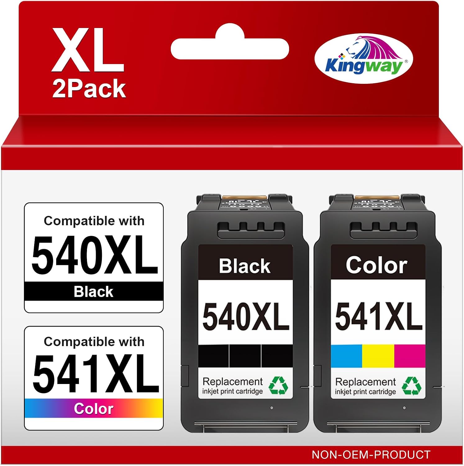 540XL 541XL Compatible with Canon Printer Cartridges PG-540 XL CL-541XL for Canon TS5150 Printer Cartridges for PIXMA TS5150 MG3650s MG3650 MG3600 MG3350 TS5100 TS5151 MX535 MX475(2 Pack of