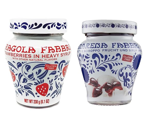 Amarena Fabbri Wild Cherries & Fabbri Strawberries Combo, 8oz each