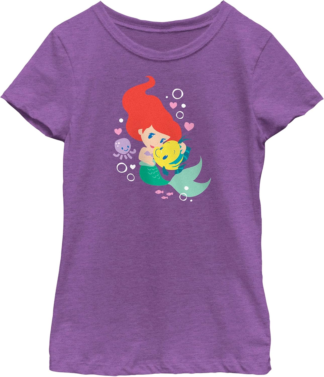 Girls The Little Mermaid Ariel Flounder Hug T-Shirt