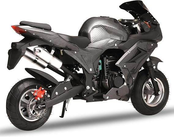 50cc 4-Stroke Pocket Rocket Motorcycle, 1.8L Gas Tank Kids Dirt Bike,Dirt Bikes for Kids 8-14, Gas Pocket Motorbike with Front Rear Disc Brakes, Realistic Racing Max Speed 25MPH Max Load 440