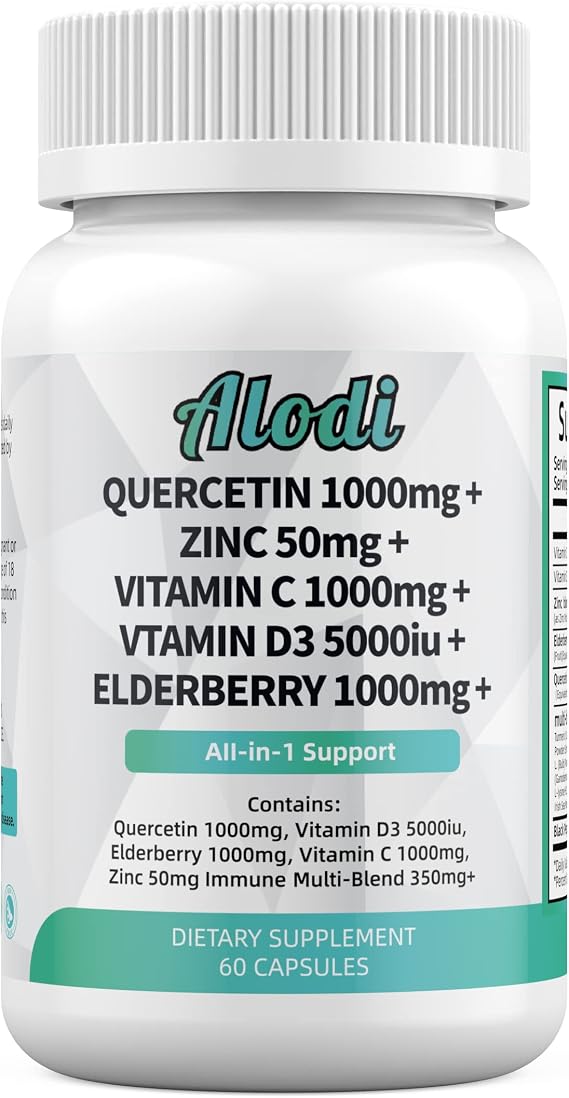 Super Immune Booster Blend - Quercetin, Vitamin C, Vitamin D, Elderberry, Zinc, Turmeric + Packed with Sea Moss, Ginger, Garlic, Bromelain, Nettle, Reishi Mushroom - Allergy Defender - Lab Tested