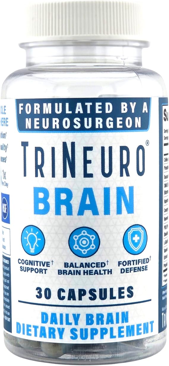 Daily Brain Supplement - NSF Certified - Neurosurgeon Formulated to Support Cognition & Balance Functional Longevity - Phosphatidylserine, Resveratrol, Glutathione - 30 Capsules