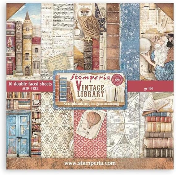 Stamperia 8" x 8" Paper Pad Vintage Library