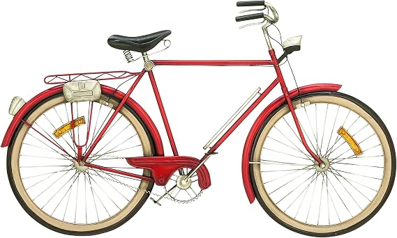 Deco 79 Metal Bike Home Wall Decor Wall Sculpture with Seat and Handles, Wall Art 39" x 1" x 24", Red