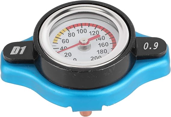 Radiator Cap with Temperature Gauge, Universal Thermostatic Radiator Cap Water Tank Cover Leakproof W/Temperature Gauge (Small Head 0.9bar)