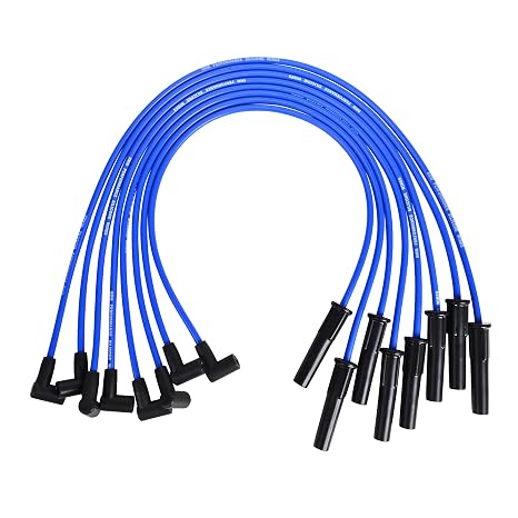 RLP Silicone Spark Plug Wires Set 8.0mm Blue Replacement for Ford FE Big Block BBF 332 351C 351M 352 360 361 370 390 400 427 428 429 460 514 - Set of 8