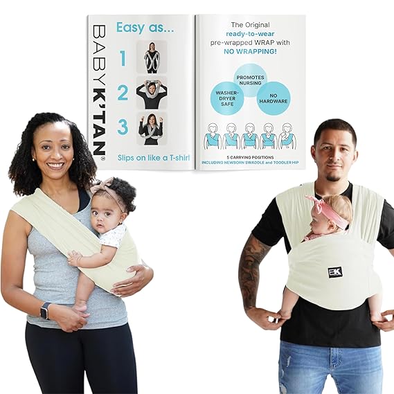Organic Baby K'tan Baby Carrier GOTS Certified Cotton: 5 in 1 Baby Sling Ready to Wear Infant Wrap Newborn to Toddler up to 35lb ONLY Sizes Large and Extra Large (See Size Chart)
