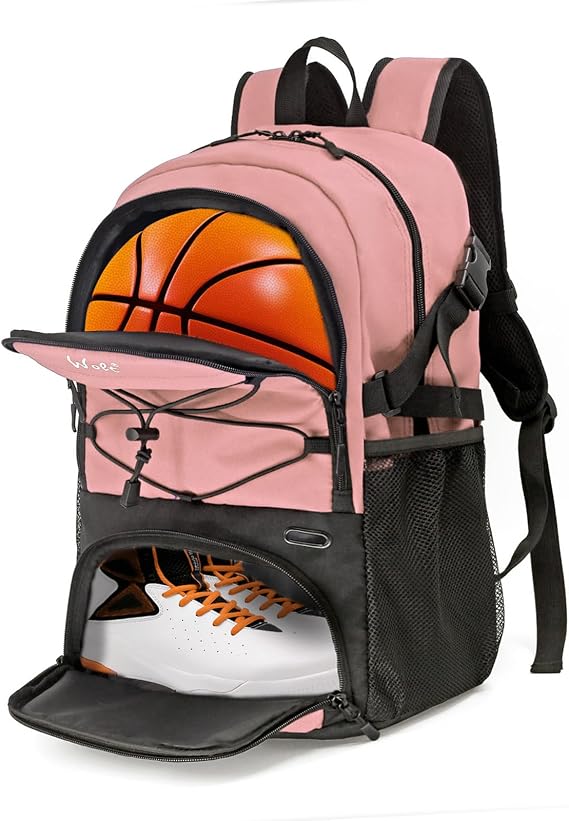WOLT Basketball Backpack Large Sports Bag with Separate Ball Holder & Shoes Compartment, Best for Basketball, Soccer,Gym