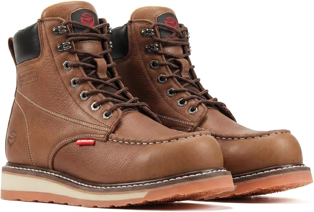 SUREWAY Men's Heavy Duty Wedge Moc Toe Work Boots Soft/Composite/Steel Toe