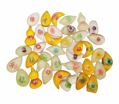 Multiple Pieces Flower Amber, Luminous Amber Fossil Pendants, Flower Specimens, Educational and Scientific Amber Collections 12Pcs