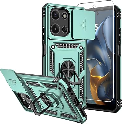 for Moto G 5G 2025 Case,with Screen Protectors and Camera Cover,[Military Grade] 16ft.Drop Tested Cover with Magnetic Kickstand Protective Case for Motorola G 5G 2025, Green