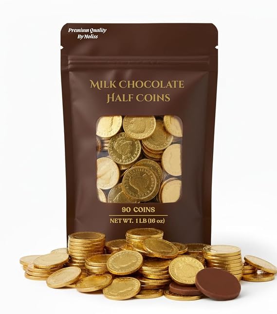 Milk Chocolate Coins, 1 lb Bag, Foil Wrapped, Individually Wrapped Candy for Mothers Day Gift Bags, Party Favors, and Candy Buffets