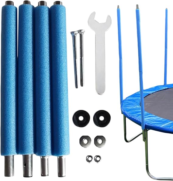Trampoline Replacement Poles, Trampoline Enclosure Kit, Straight Trampoline Poles With Foam Sleeve With Screws And Wrench | Trampoline Enclosure Components Complete Set, Trampoline Accessories