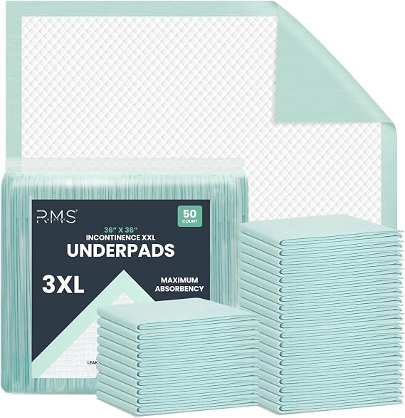 Disposable Underpads 36" x 36", 50 Count, Super Absorbent Hospital Grade Incontinence Bed Pads, Leak Proof, Quilted Chux Pads for Adults, Seniors, Kids & Pets