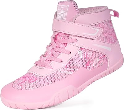 Kids Wrestling Shoes Boys Girls Boxing Shoes Mid Top Sneakers Zero Drop Sole