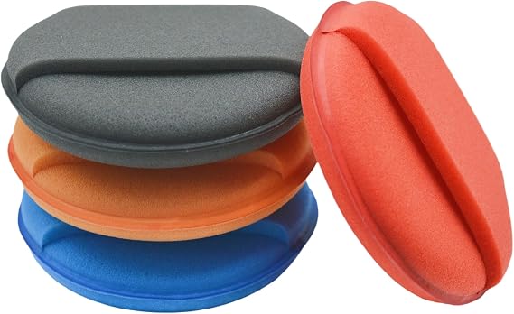 4Pcs 4inch Hand Wax Pad (4 Colors) Foam Wax Applicator Pads with Finger Handle Foam Polishing Pad Care Foam Sponge for Car, Truck, Boat, RV, Polishing Sponges Wax Applicator Pads