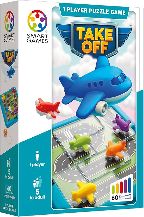 SmartGames Take Off Aviation Logic Puzzle that Builds Planning & Spatial Reasoning | 60 Challenges | Ages 5 to Adult | Compact Travel Game