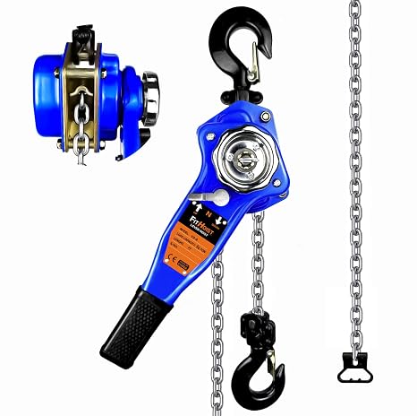 Lever Chain Hoist 3/4 Ton Capacity 10FT Manual Ratchet Chain Puller Hoist with 2 Hooks for Open-Air and Unpowered Operations