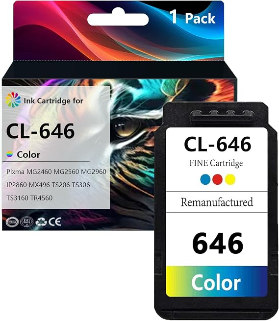 PG-645 Black CL-646 Color Ink Cartridges Compatible for Canon PG-645 CL-646 for Canon Pixma MG2460 MG2560 MG2960 IP2860 MX496 TS206 TS306 TS3160 TR4560 Printers Color