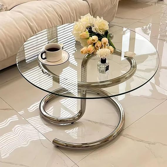 Tempered Glass Table Top I Round Clear Glass Top 1/4" Thick I 85% Transmittance I Flat Polished Beveled Edge,for Dining Table, Coffee Table, Office Desk(68CM(27IN))