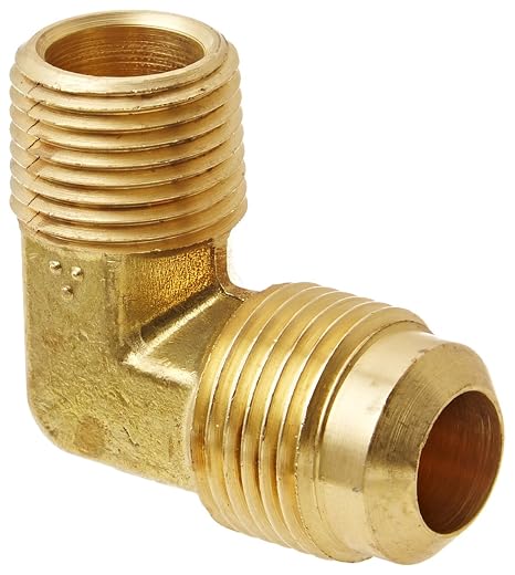 Eaton Aeroquip 2003-6-8B Brass Flared Tube Fitting, 90 Degree Elbow, 1/2" Male SAE 45 Degree x 3/8" Male Pipe Thread