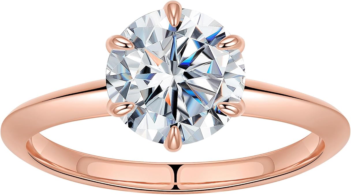 SMILEST 2ct Moissanite Engagement Rings for Women, 925 Sterling Silver