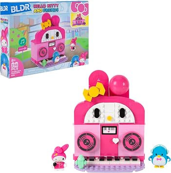 BLDR Hello Kitty and Friends My Melodys Music Shop Building Set - Hello Kitty & Tuxedosam Minifigures - Gift for Kids and Sanrio Fans Ages 8+, 0130