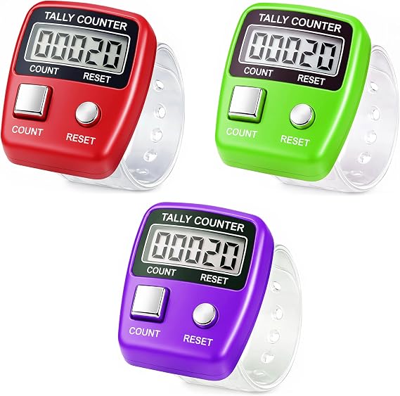 GLUN® Multiuse Finger Counter Portable Hand Finger Counting Machine Digital Head Electronic Tally Counter Pack of 3
