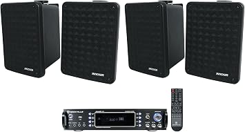 Rockville RPA60BT V2 1000 Watt 2-Ch USB Bluetooth DJ/Pro/Karaoke Amplifier Mixer Bundle with (4) Kicker 46KB6B KB6 6.5" 150w Indoor/Outdoor Black Home Theater Speakers KB6B (5 Items)