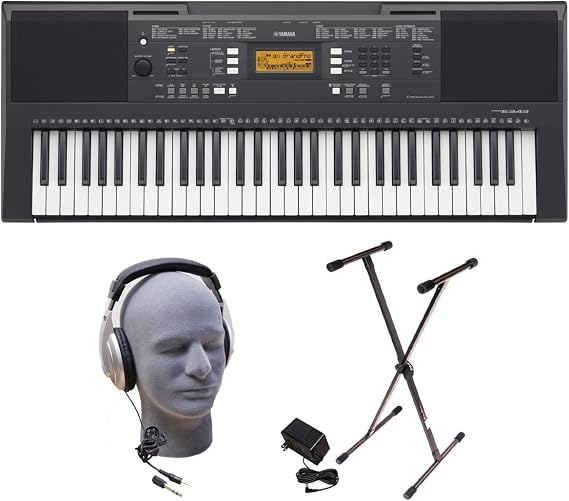 Yamaha PSR Series PSRE343 Portable Premium Keyboard Pack with Headphones, Power Supply and Stand
