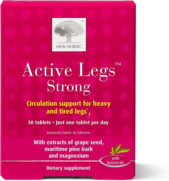 NEW NORDIC Active Legs Strong, Grape Seed, Maritime Pine Bark, Magnesium, Non-GMO and Gluten Free, 30 Count (Pack of 1)